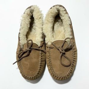 UGG Dakota Slipper Moccasin Brown Leather Sherpa Fur Lined 5296 Size 3